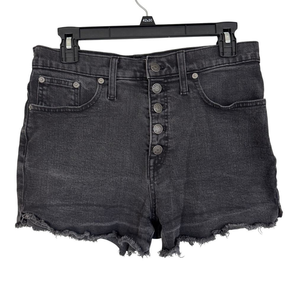 Madewell Denim Jean Shorts‎ Button Fly Cutoff Raw Hem Black Size 28